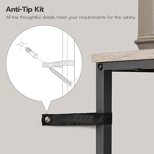 Greige and Black 2-Tier Over The Toilet Storage Shelf with Toilet Paper Holder and Hooks H431587