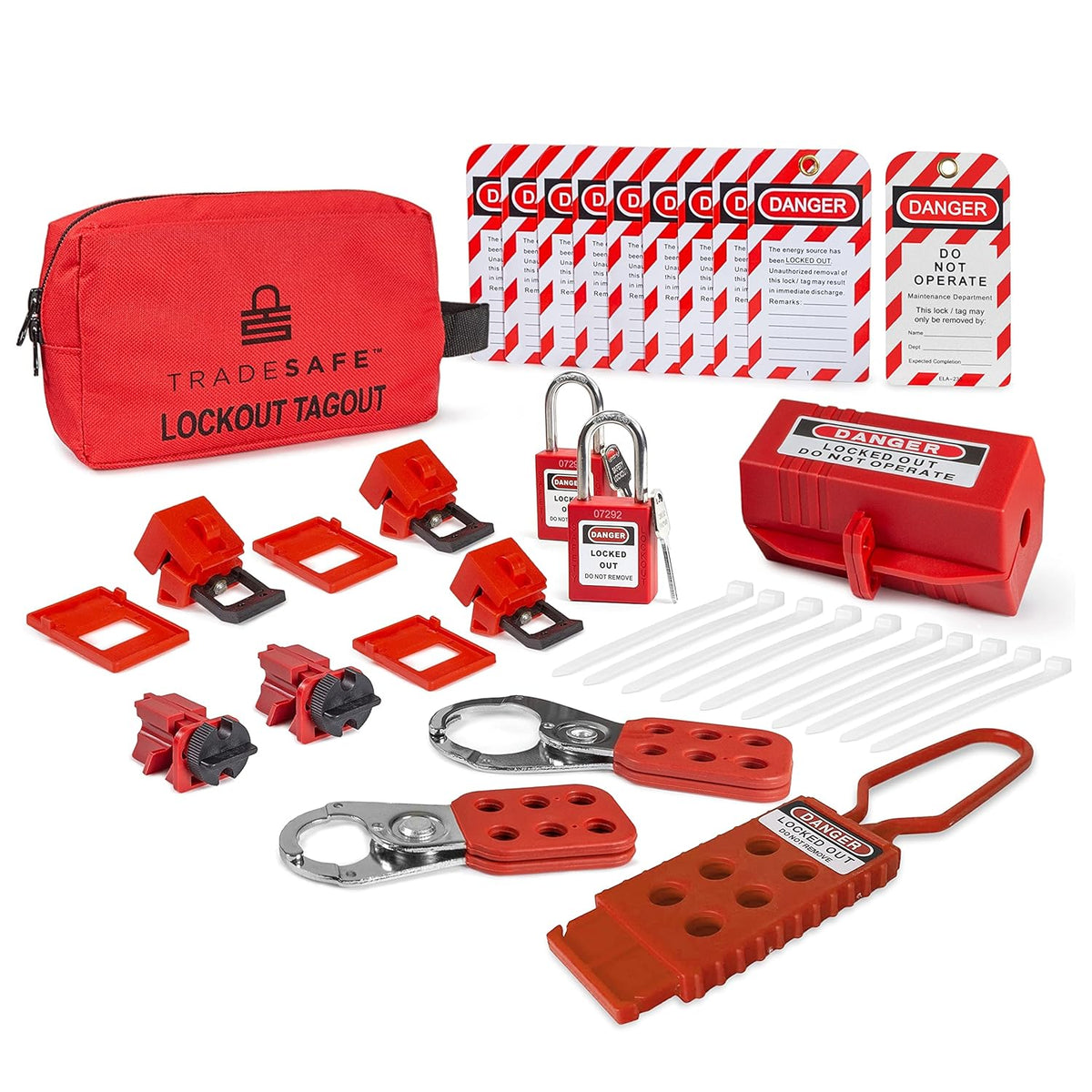 Electrical Lockout Tagout Kit with Hasps, Circuit Breaker Lockouts, Loto Tags, Plug Lockout, Safety Padlocks Set O888661