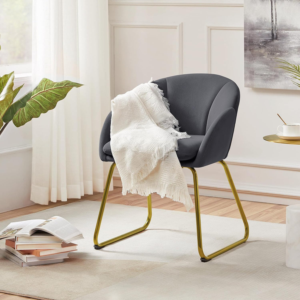 Dark Gray Velvet Barrel Accent Chair S3497