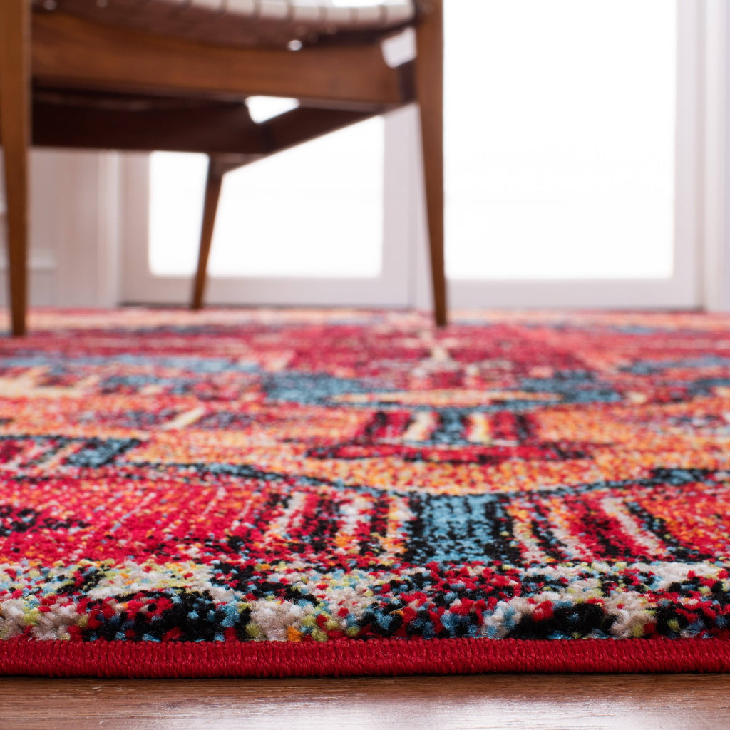 Red / Blue Vintage Rug V620936