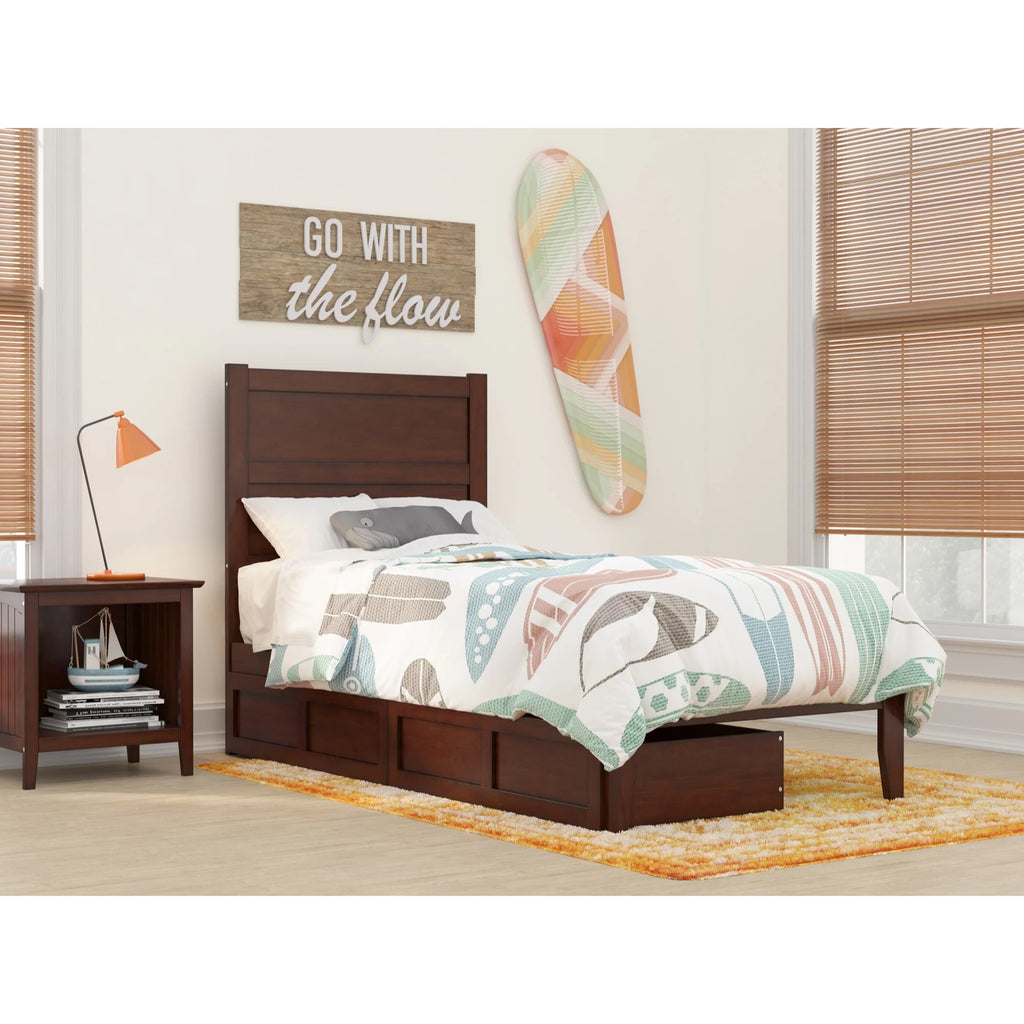 Solid Wood Twin Bed with 2 Storage Drawers J312