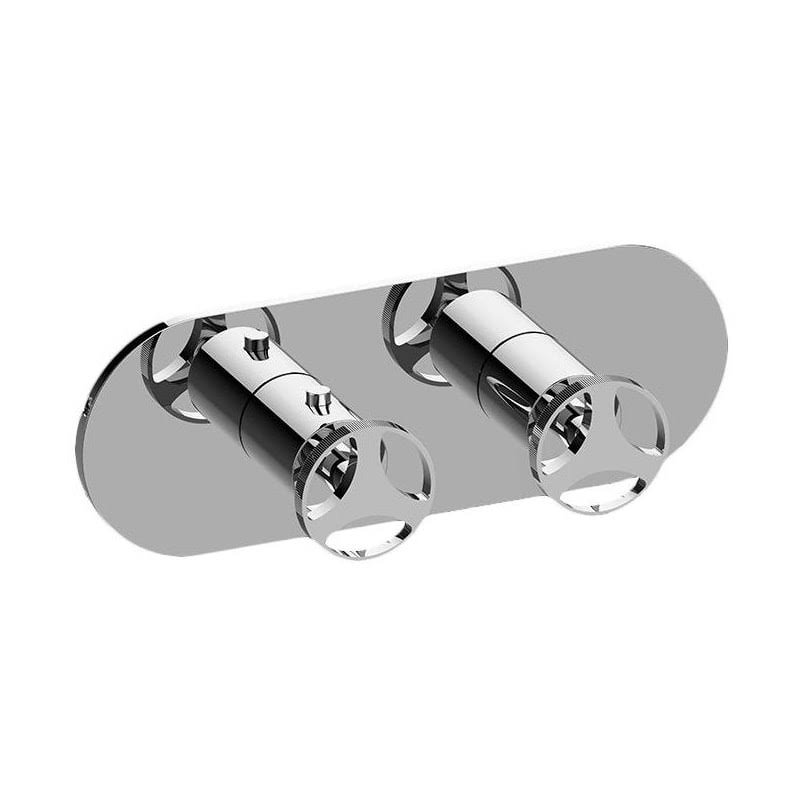 Round 2-Hole Trim Plate with Harley Handles in Polished Chrome Y533
