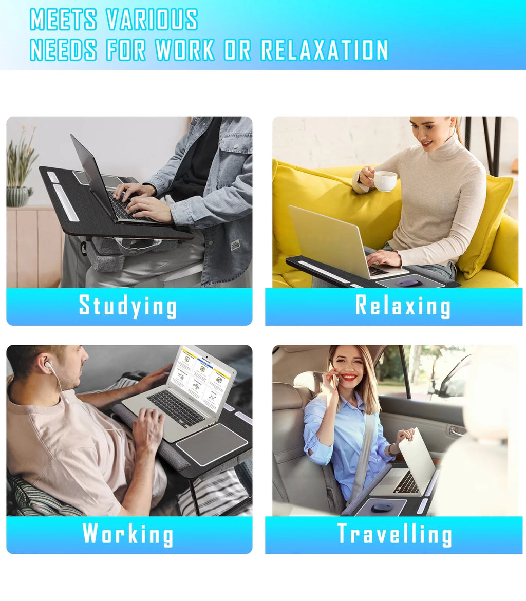 Large Foldable Laptop Bed Tray Table with Wrist Rest K345