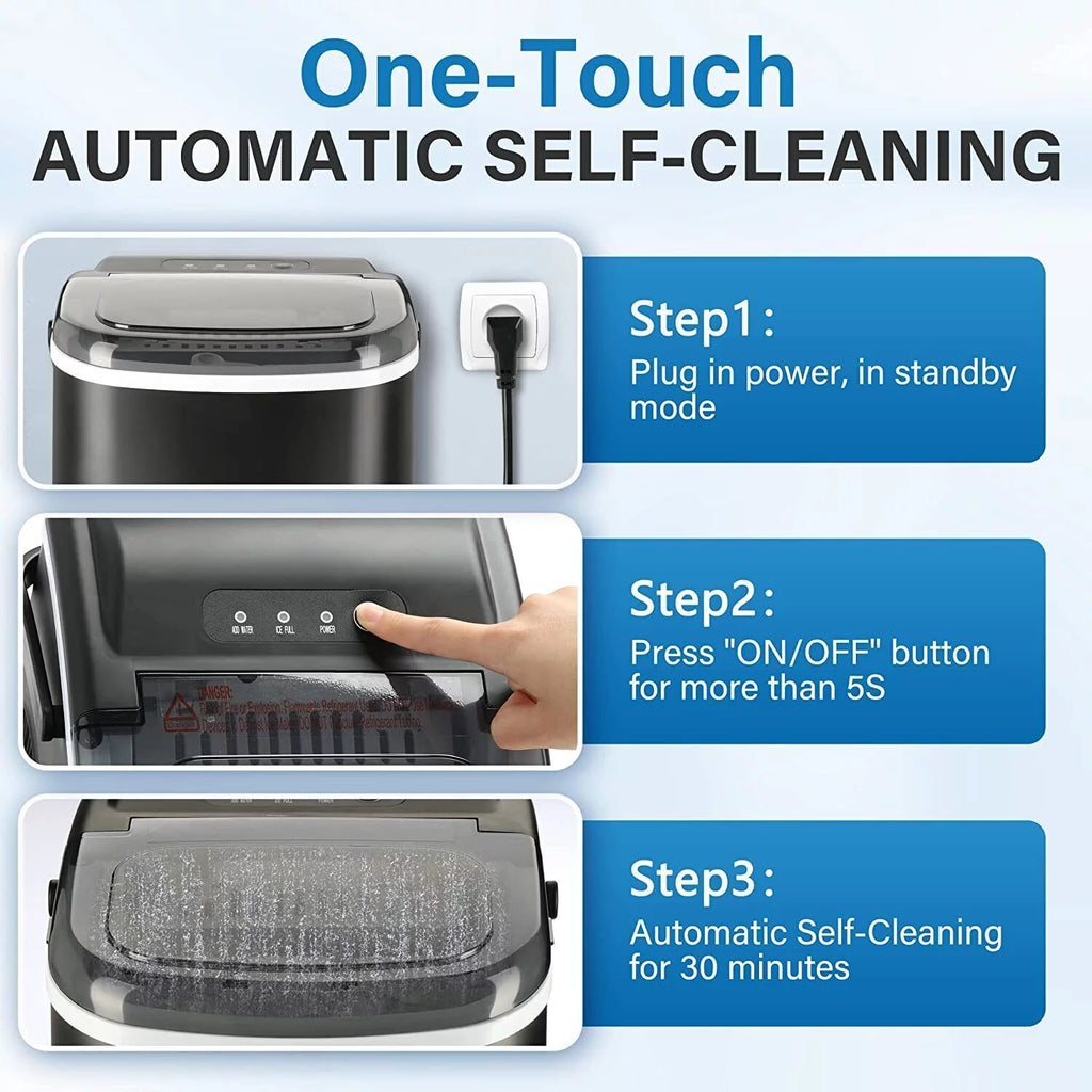 Portable Self-Clean Ice Machine with Scoop and Basket K7814