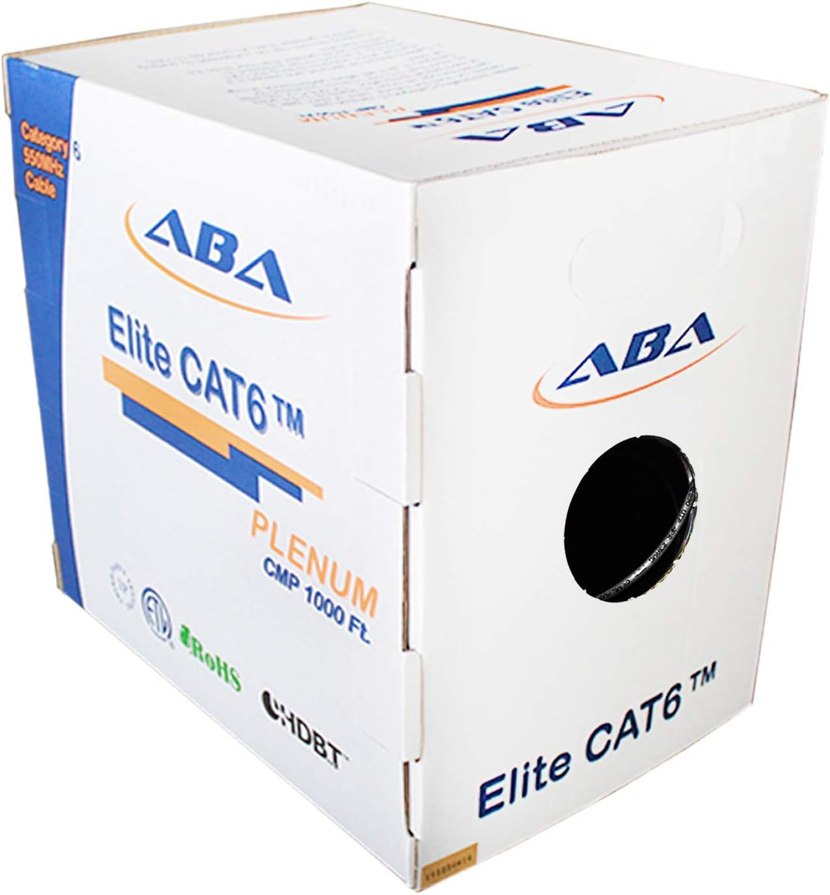 CAT6 Plenum (CMP) Ethernet Cable 1000ft, UTP 23AWG Solid Bare Copper, Blue N988