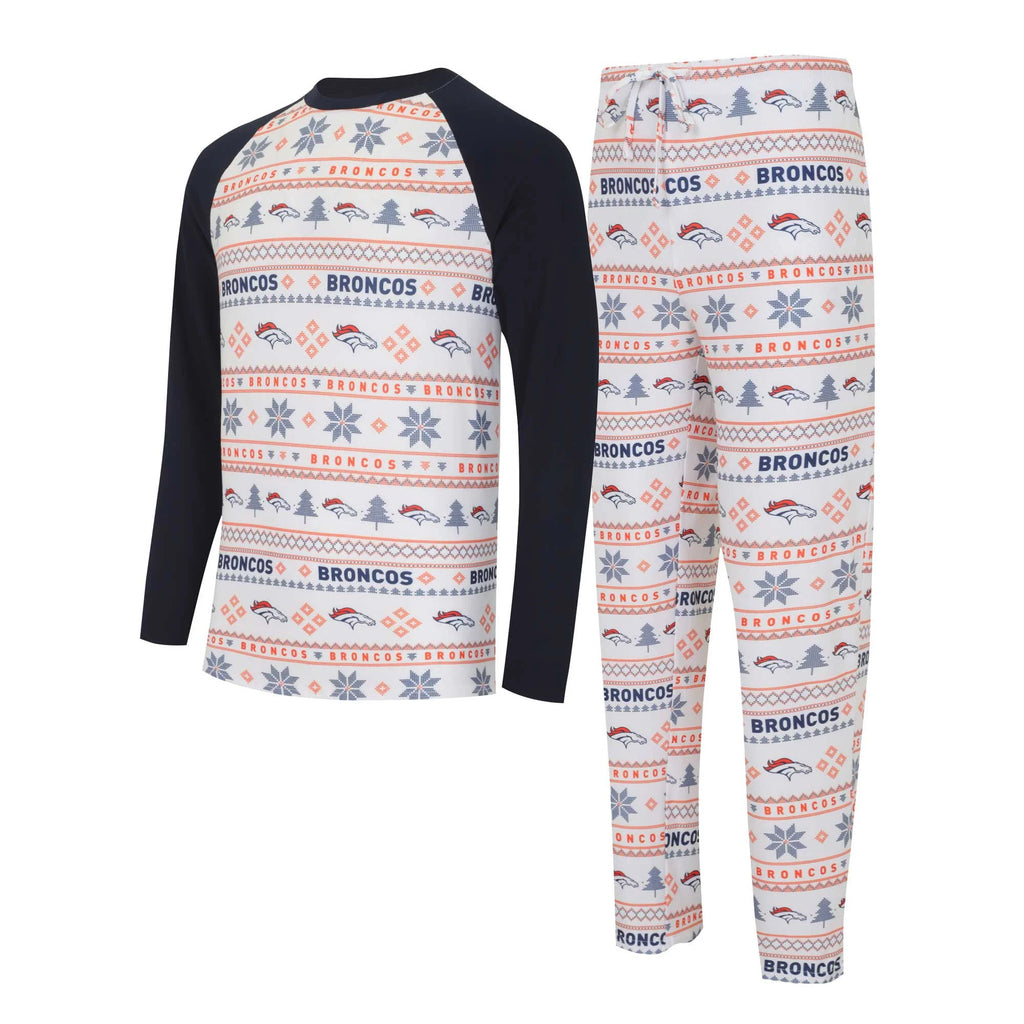White/Navy Long Sleeve T-Shirt & Pants Sleep Set H674015