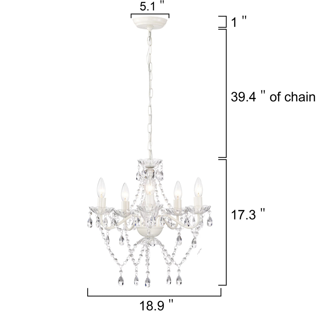 White 5-Light Mini Crystal Chandelier H56089