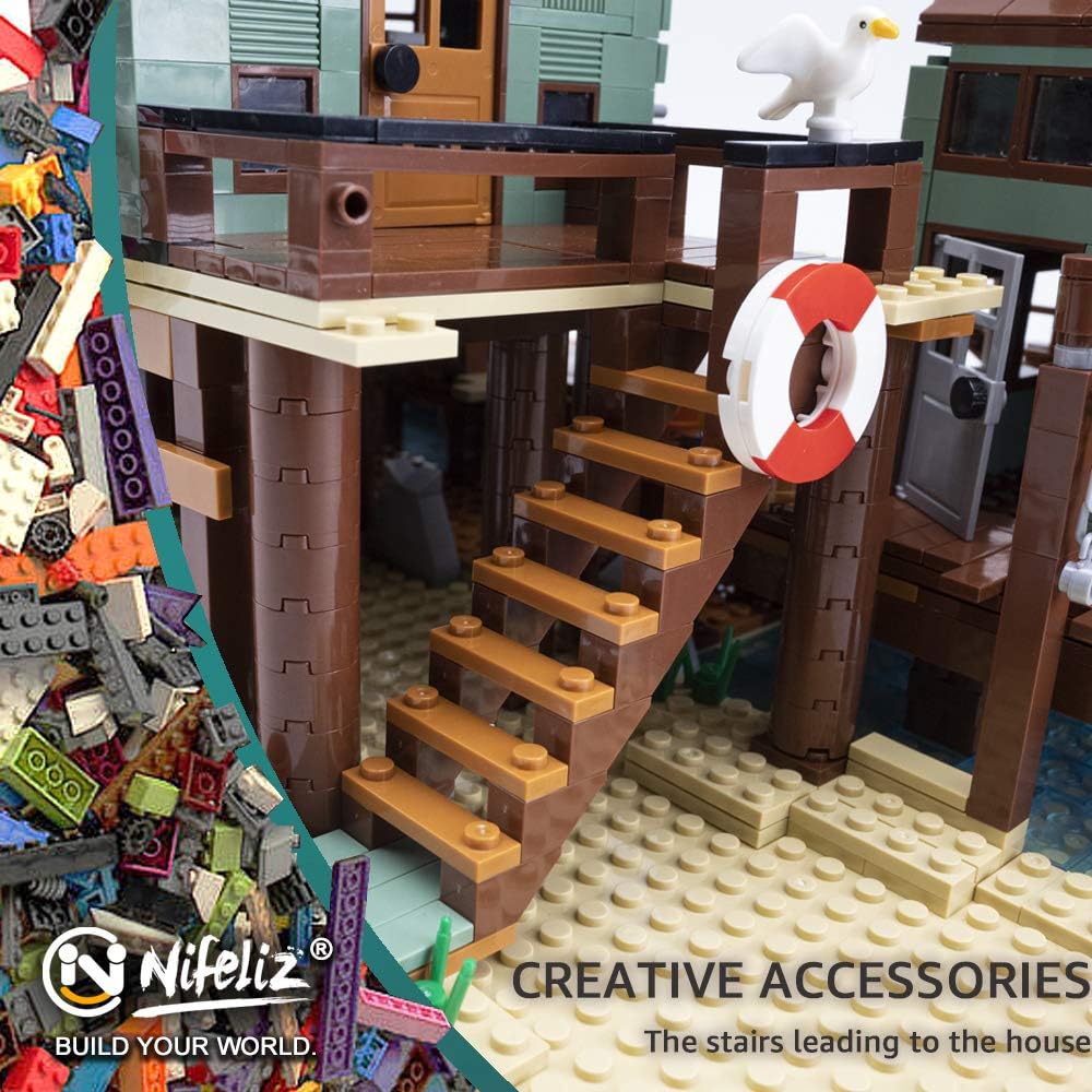 Fishing Village Captain's Wharf MOC Building Blocks Kit, 2745 Pcs H7298