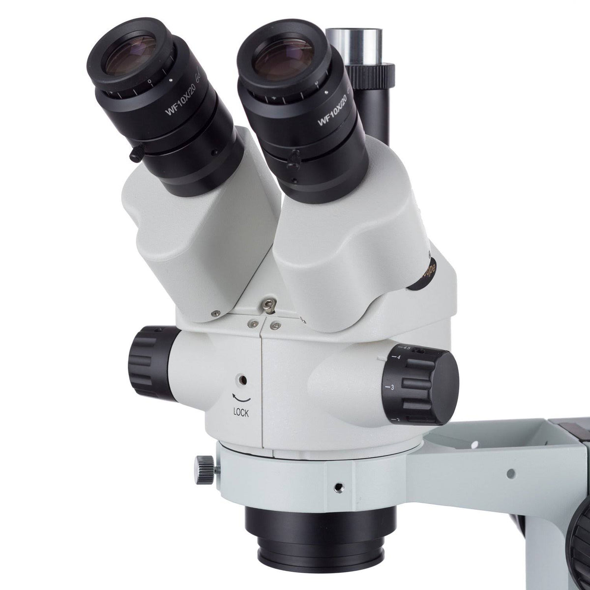 7X-45X Simul-Focal Stereo Zoom Microscope on Boom Stand with Fluorescent Light and 5MP USB3 Camera I8106