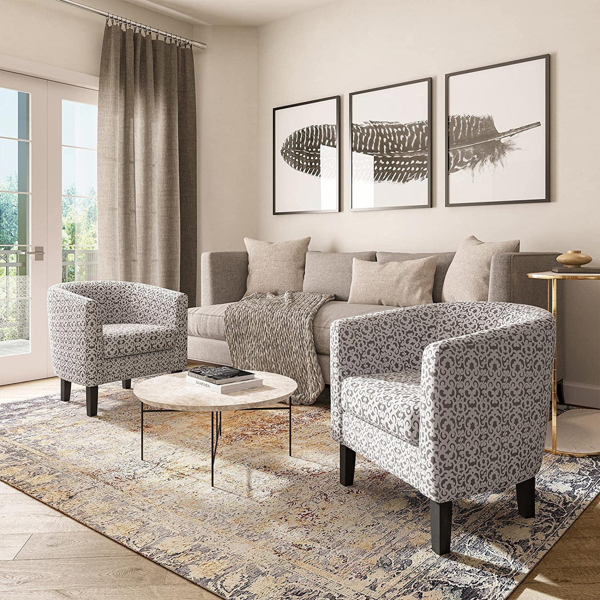 Linen Accent Chair with Plush Cushion G375