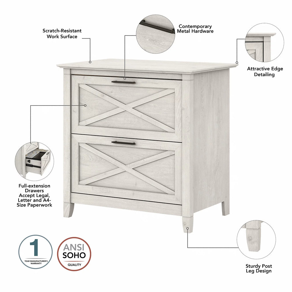 2 Drawer Linen White Oak Lateral File Cabinet W514