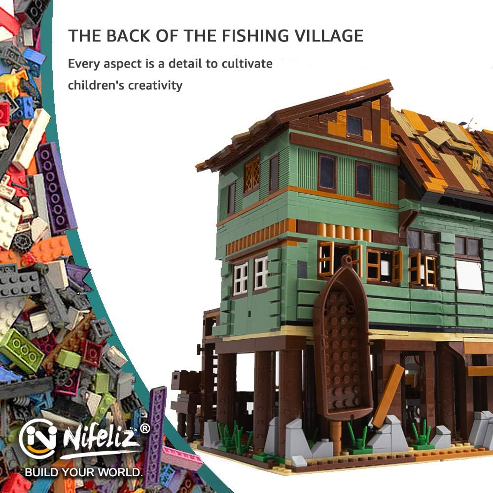 Fishing Village Captain's Wharf MOC Building Blocks Kit, 2745 Pcs H7298