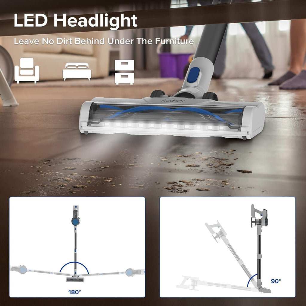 Cordless Stick Vacuum Cleaner with 250W 22Kpa Suction, Detachable Battery O810939
