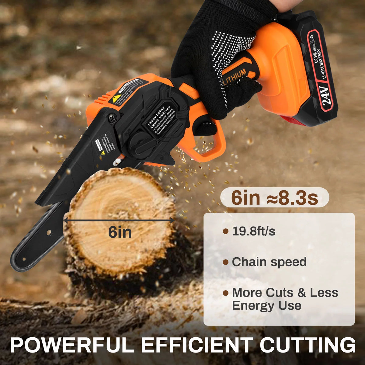 Battery Powered 6-inch Mini Chainsaw with 2 Batteries 2 Chains P48906