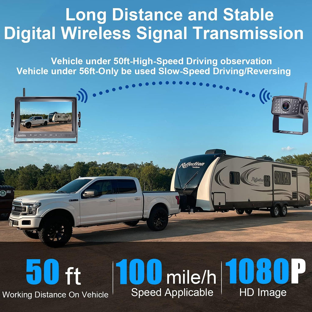 Wireless 4 Rear View Cameras with 7" Monitor for RVs C631