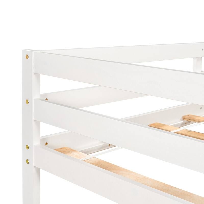 White Twin Loft Bed with Cabinet and Rolling Desk P2388