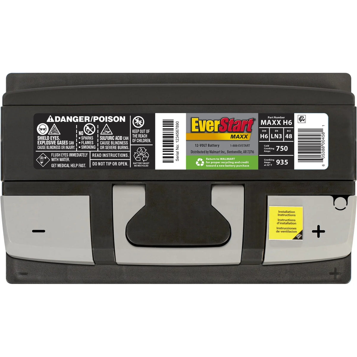 Lead Acid Automotive Battery Group Size H6 12 Volt 750 CCA P38646