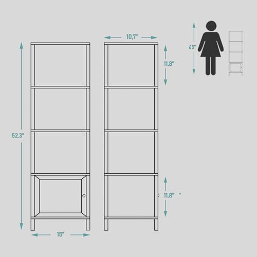 6 Tier Narrow Bookcase with Door T998290