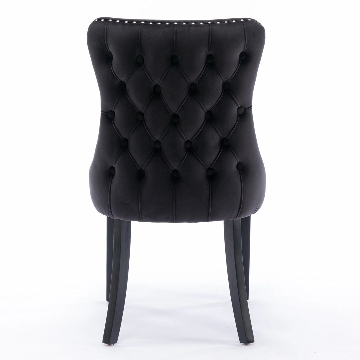 Black Velvet Upholstered Dining Chairs Set of 2 Solid Wood Wing Back Accent Chairs H29852