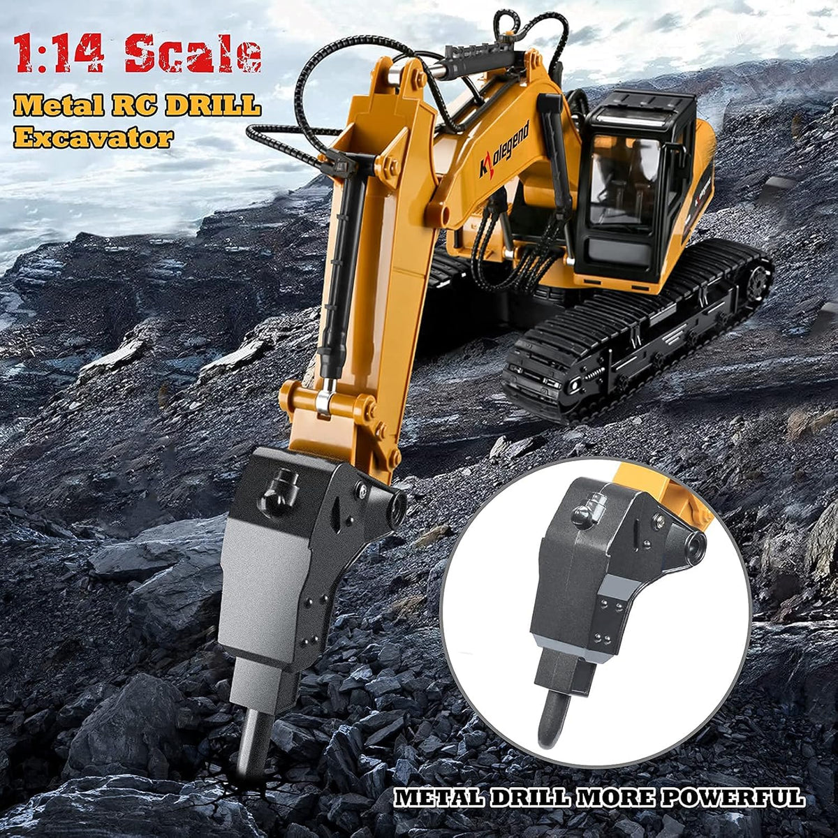 3 in 1 Remote Control Excavator with Metal Shovel, 15 Channel Construction Tractor S65049