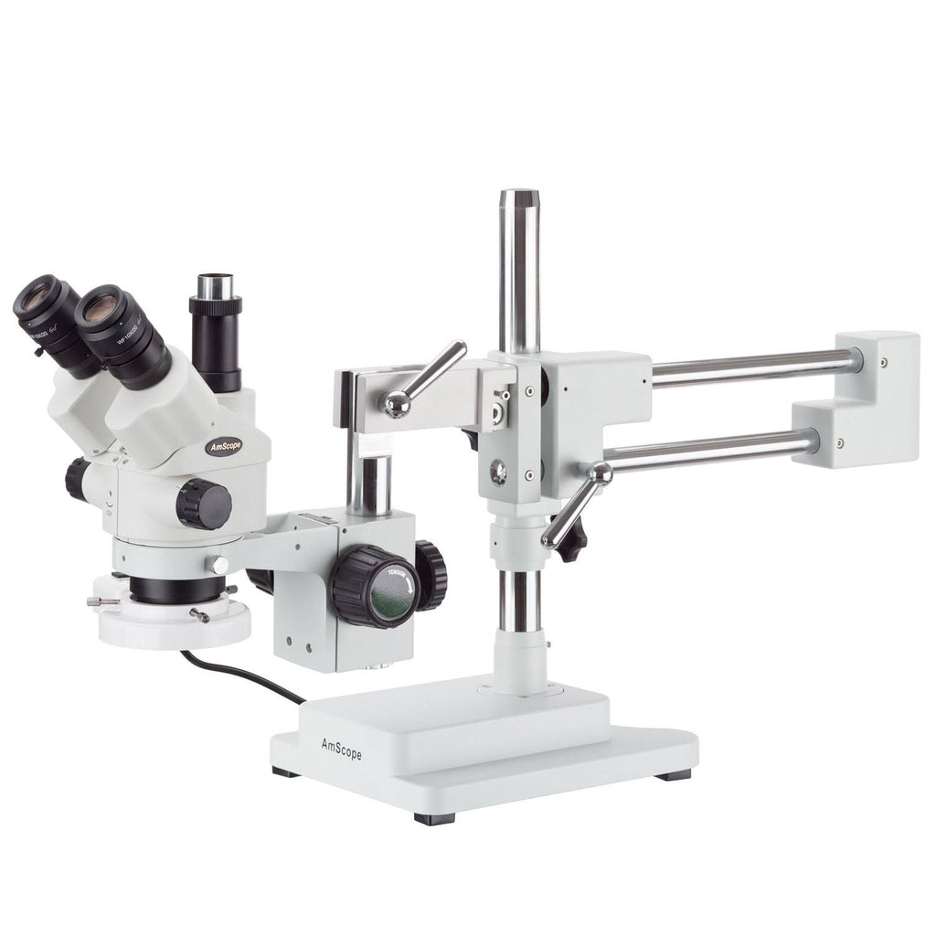 7X-45X Simul-Focal Stereo Zoom Microscope on Boom Stand with Fluorescent Light and 5MP USB3 Camera I8106