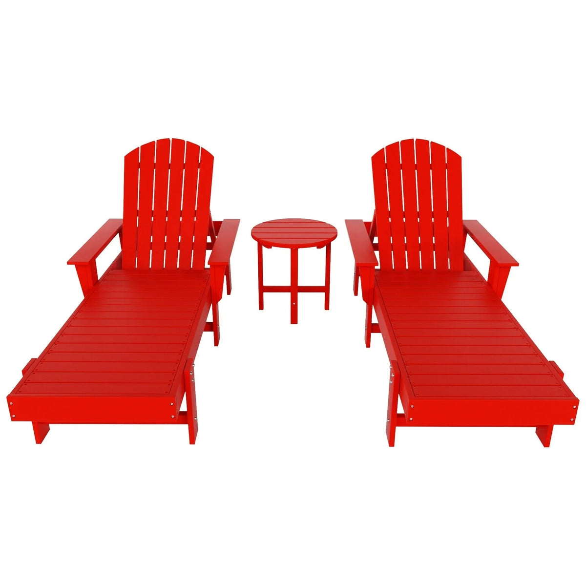 Red 3 Piece Reclining Chaise Lounge with Arms & Side Table S455565