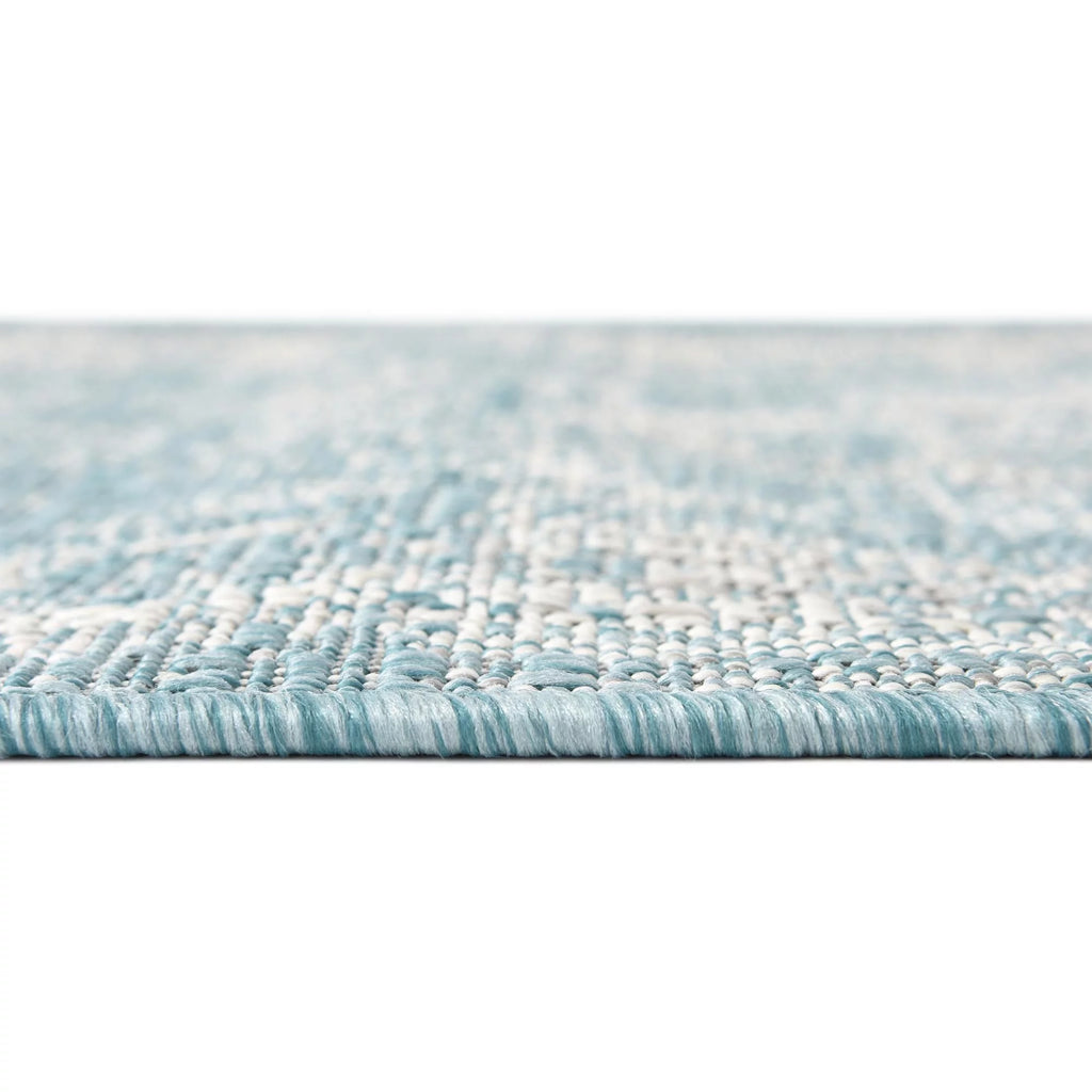 Aqua Ivory Round Medallion Traditional Rug J209696
