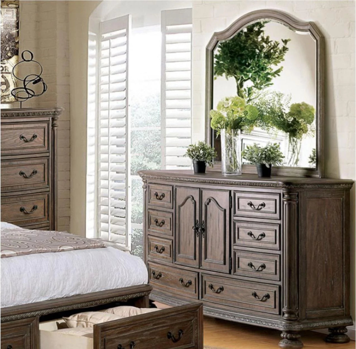 Natural Solid Wood King Bedroom Set 3pcs M71239