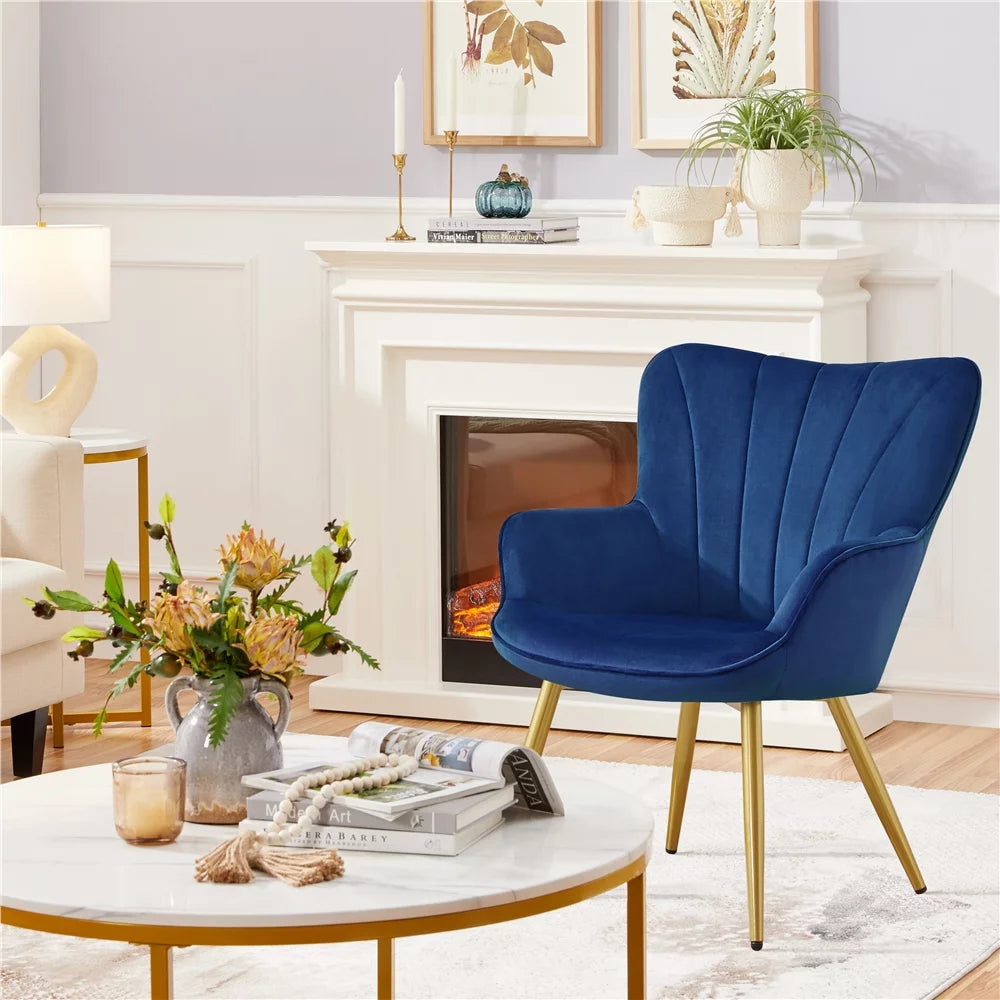 Blue Velvet Upholstered Accent Chair M9854