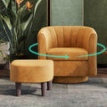 Yellow Velvet Swivel Accent Chair with Ottoman L31997