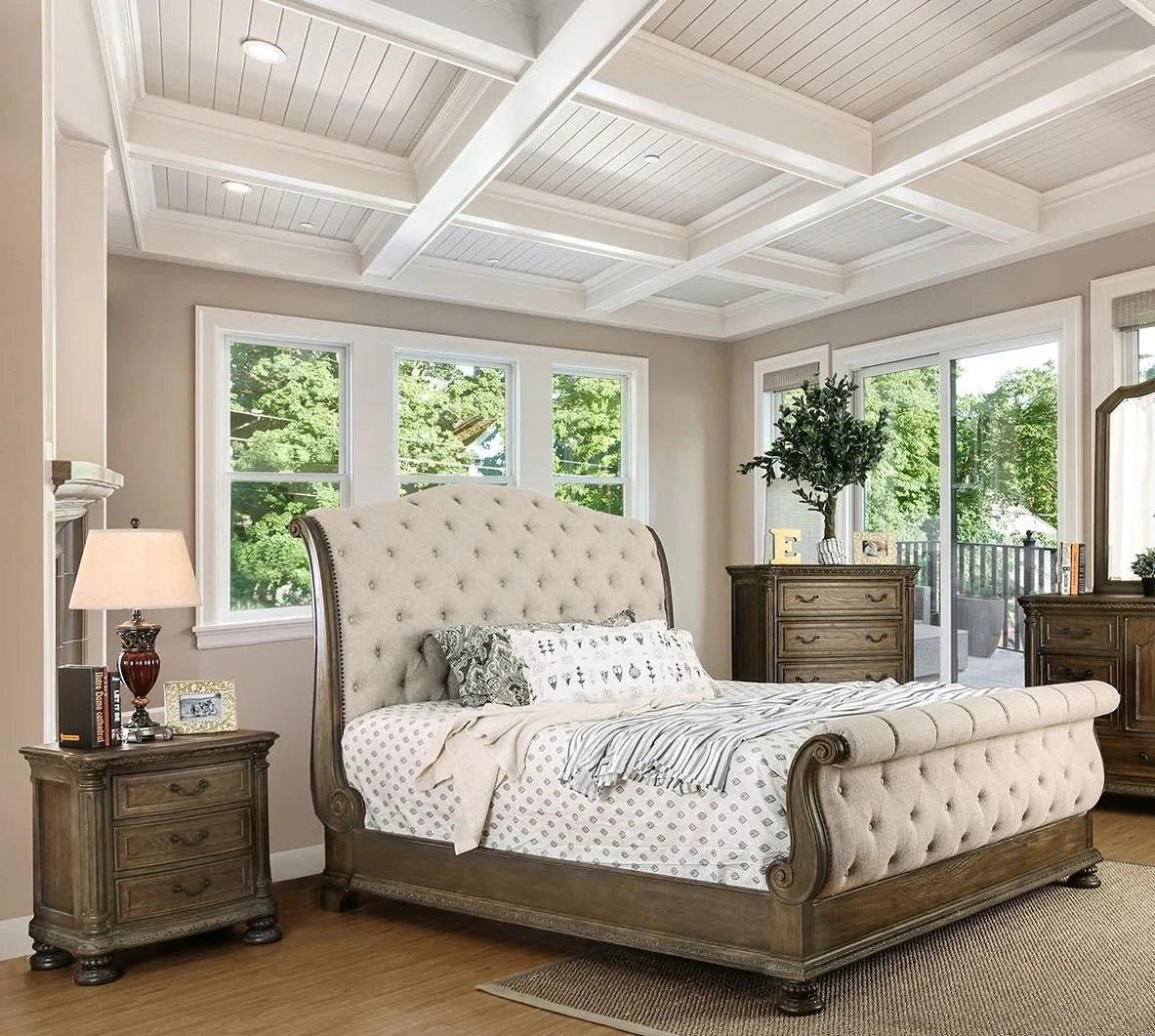 Natural Solid Wood King Bedroom Set 3pcs M71239