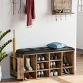 Vintage Brown 10 Cubbies Storage Bench M3694