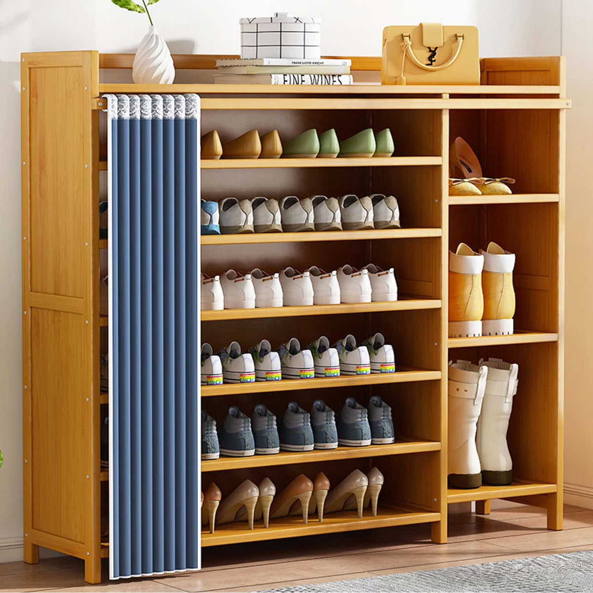 6 Tier Bamboo Wood Shoe Rack W565