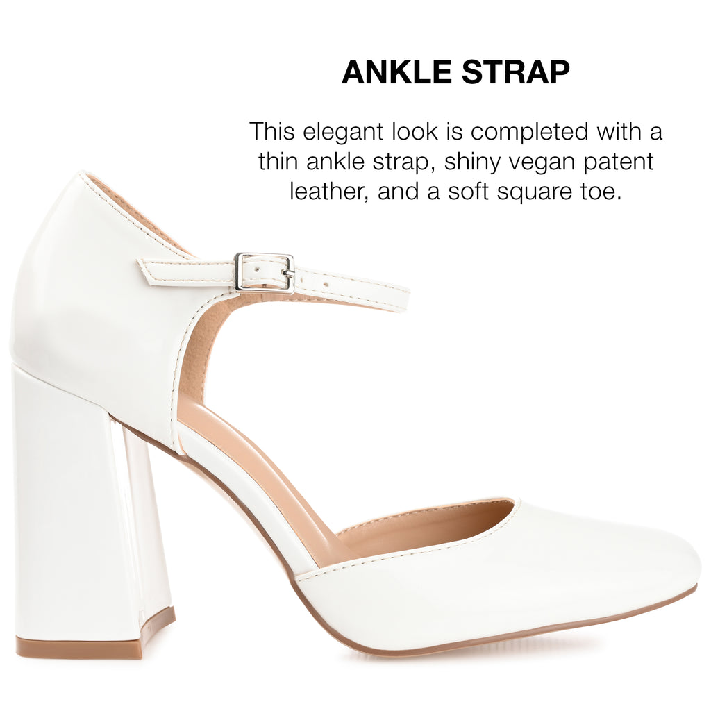 Womens Wide Width Mary Jane Mid Block Heel Square Toe Pumps B886562