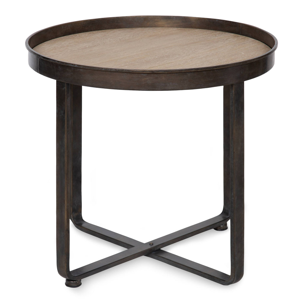 Bronze and Black Round Metal End Table F210463
