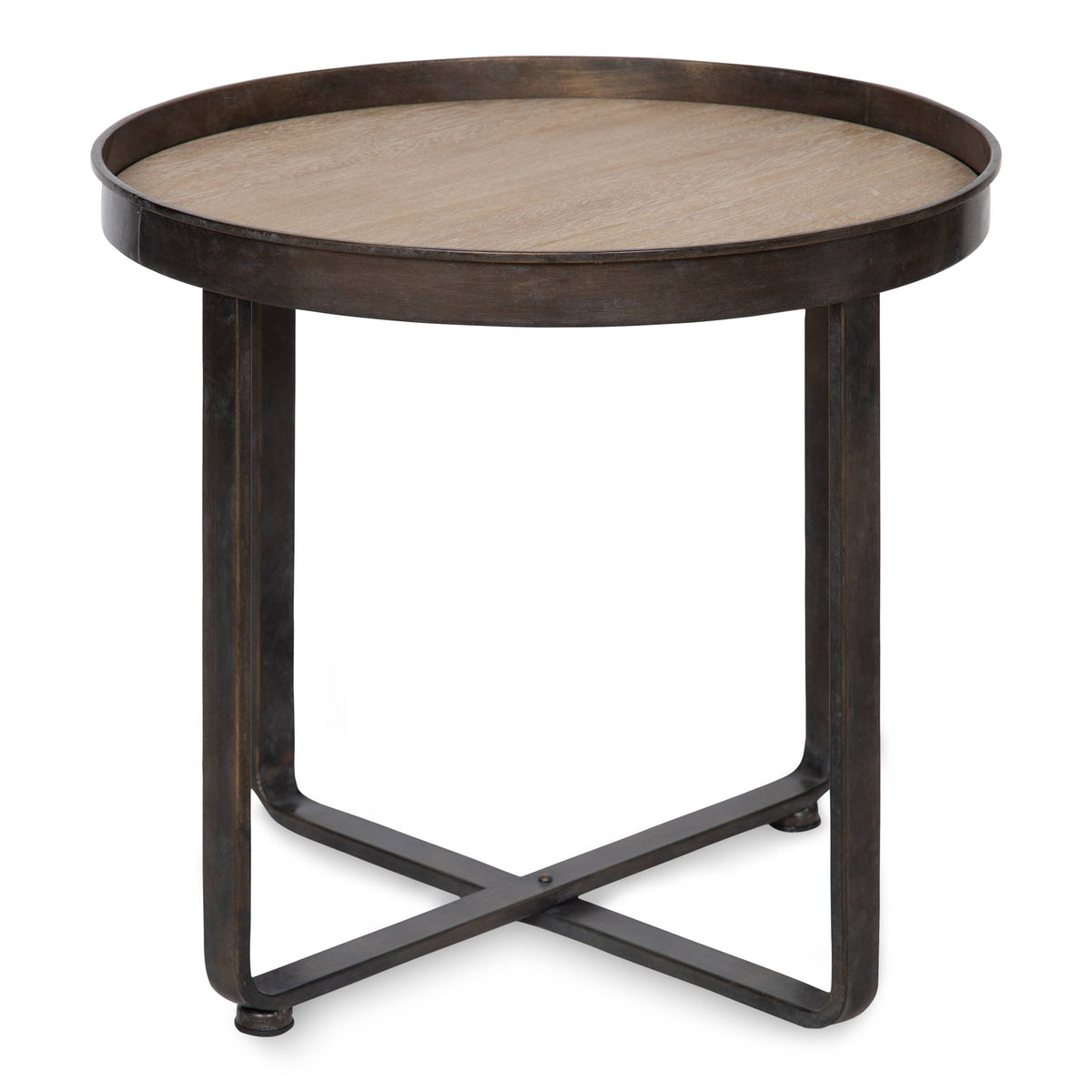 Bronze and Black Round Metal End Table F210463
