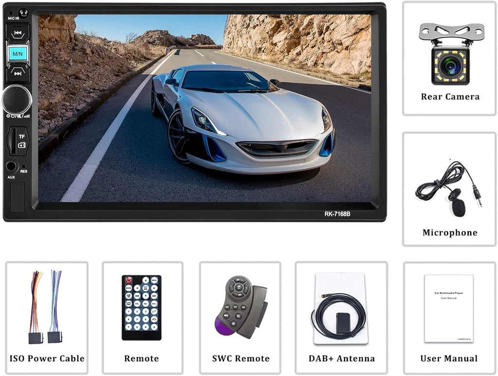 2 Din 7 Inch Touch Screen Car Stereo with Bluetooth B645