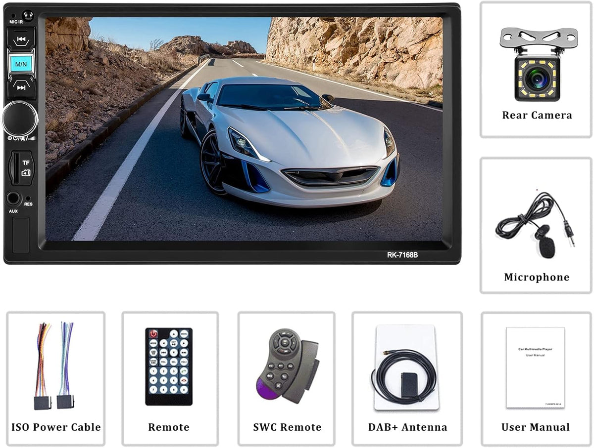 2 Din 7 Inch Touch Screen Car Stereo with Bluetooth B645