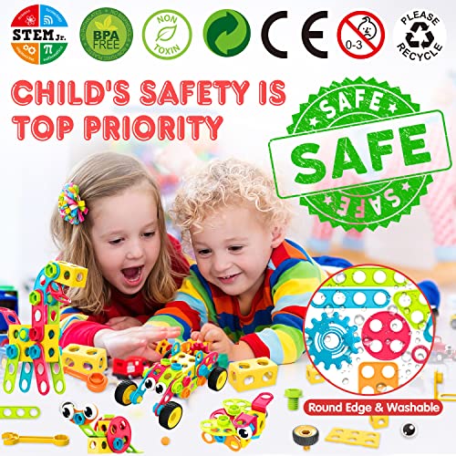 195 Pcs STEM Building Blocks Toy Set with Storage Box U239