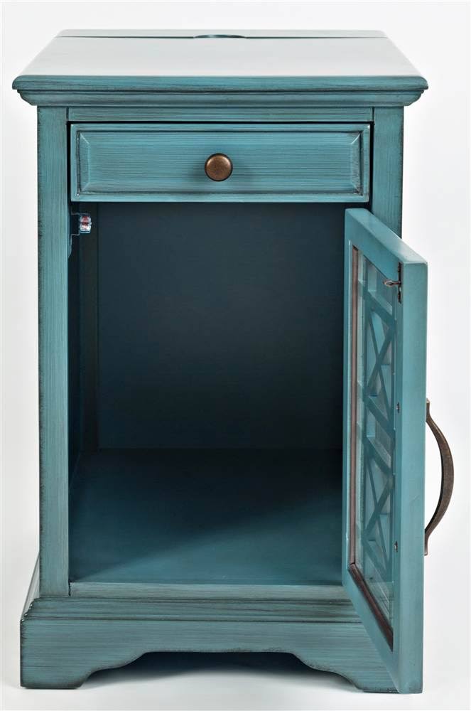 Antique Blue Power Chairside Table D105