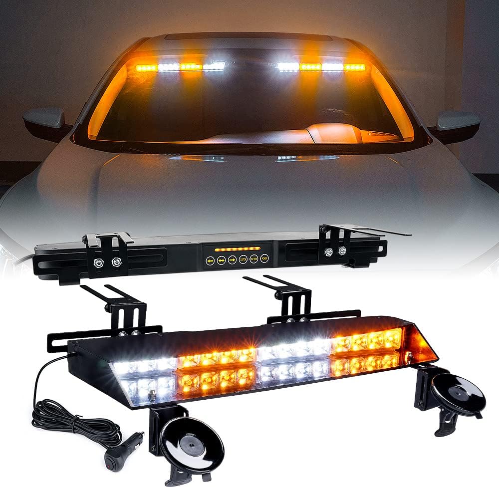 Amber LED Visor Strobe Dual Light Bar with Control Panel O681