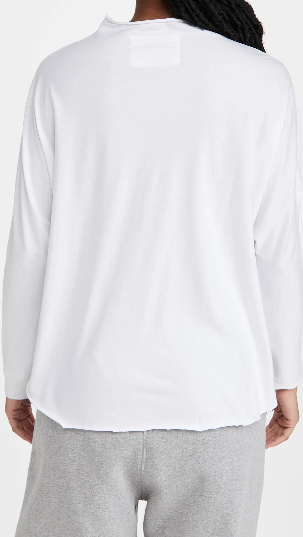 White Long-Sleeve Funnel Neck Capelet Tee Y762264