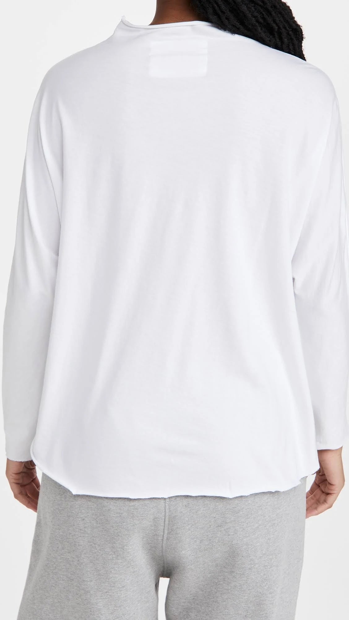 White Long-Sleeve Funnel Neck Capelet Tee Y762264