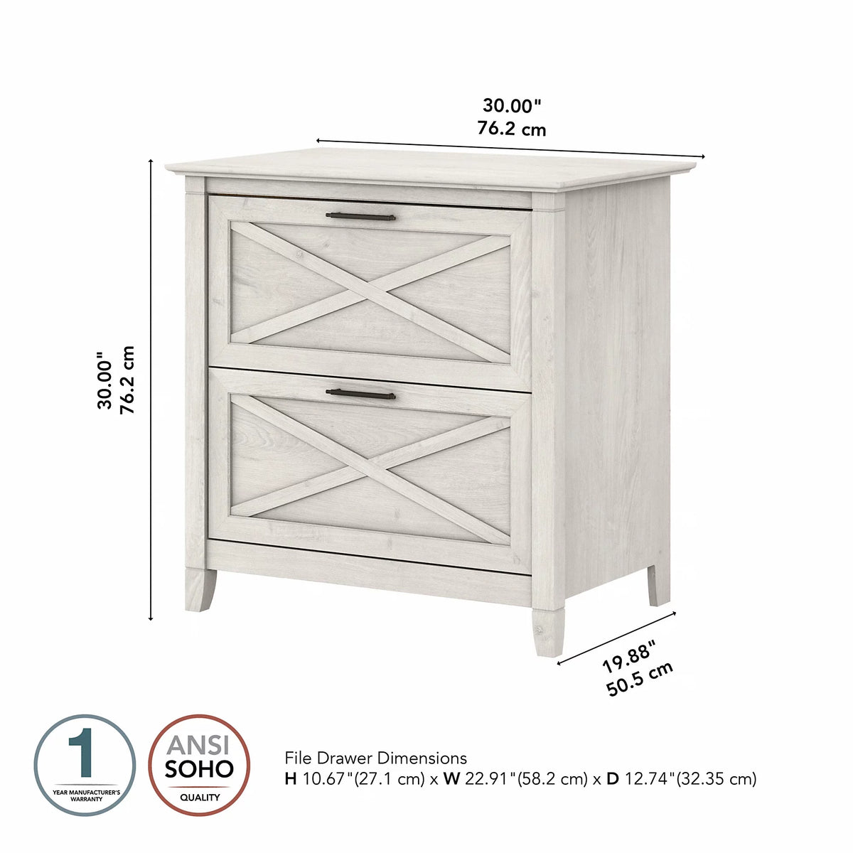 2 Drawer Linen White Oak Lateral File Cabinet W514