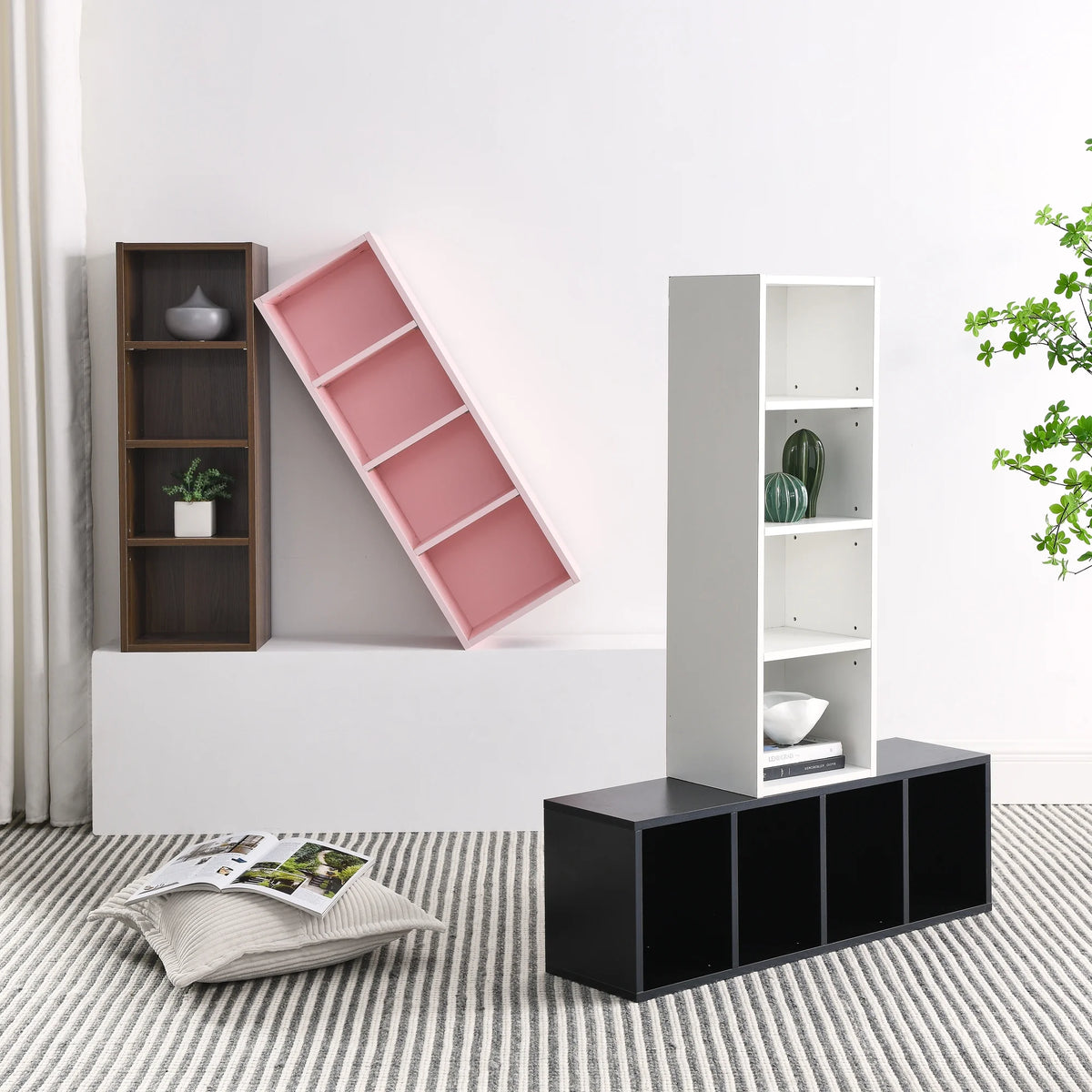 8-Tier Media Tower Rack Storage Cabinet with Adjustable Shelves J299