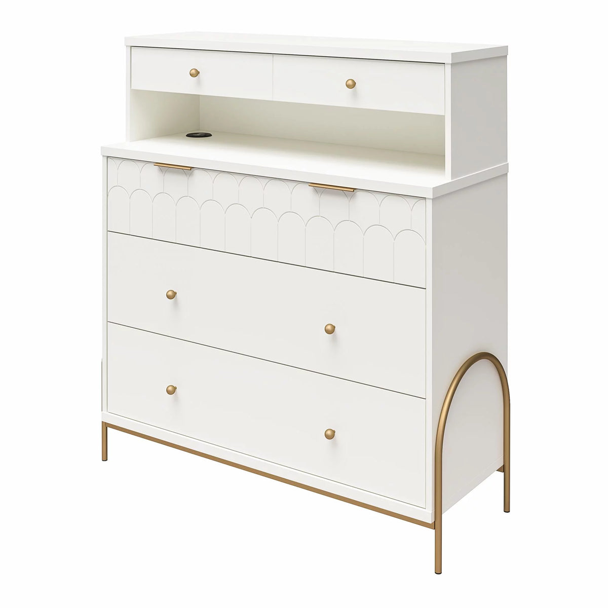 White 4 Drawer Dresser with Hutch P658352