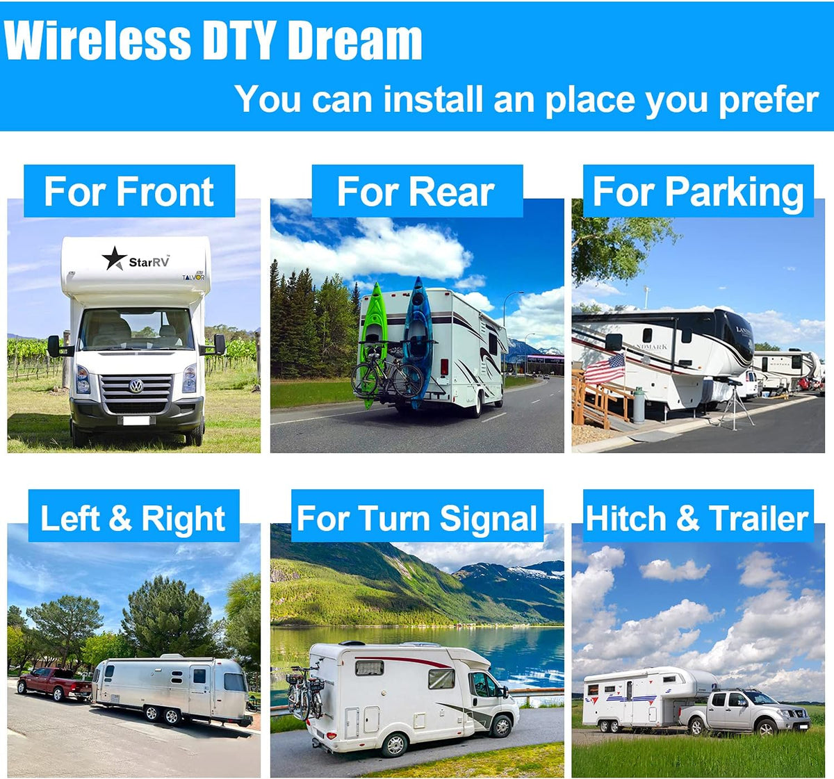 Wireless 4 Rear View Cameras with 7" Monitor for RVs C631