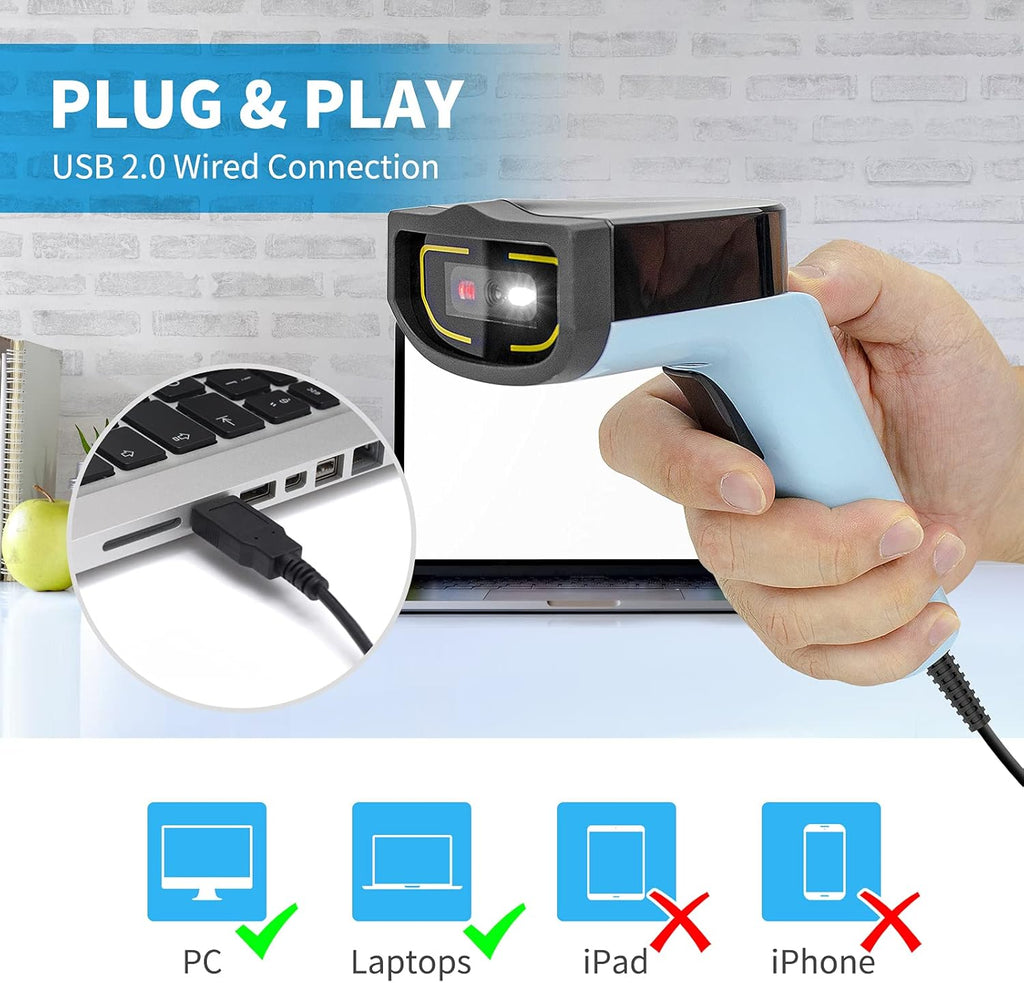 Wired 2D QR Barcode Scanner Handheld with USB Cable O399010