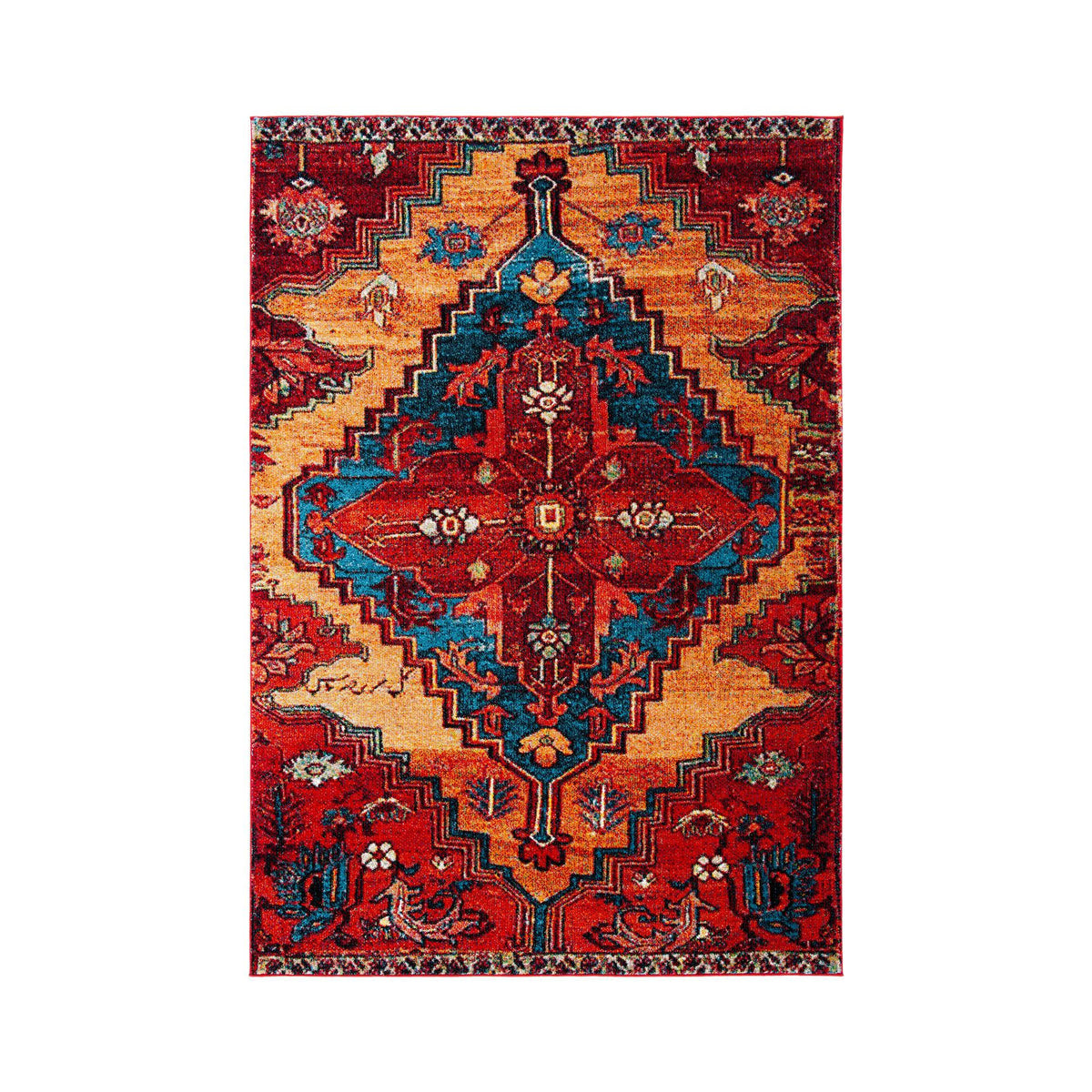 Red / Blue Vintage Rug V620936