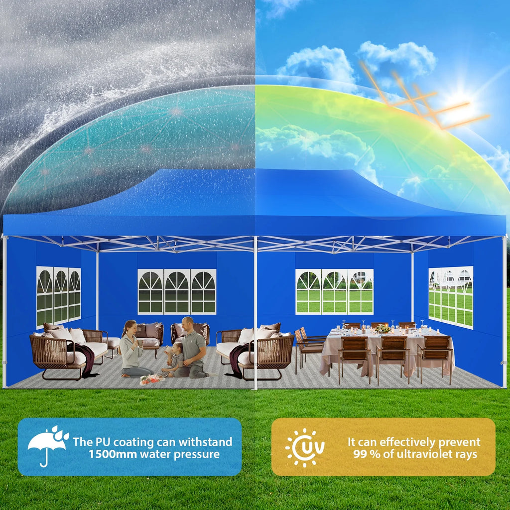 13x26 Heavy Duty Canopy Party Tent with Side Walls Blue O3762